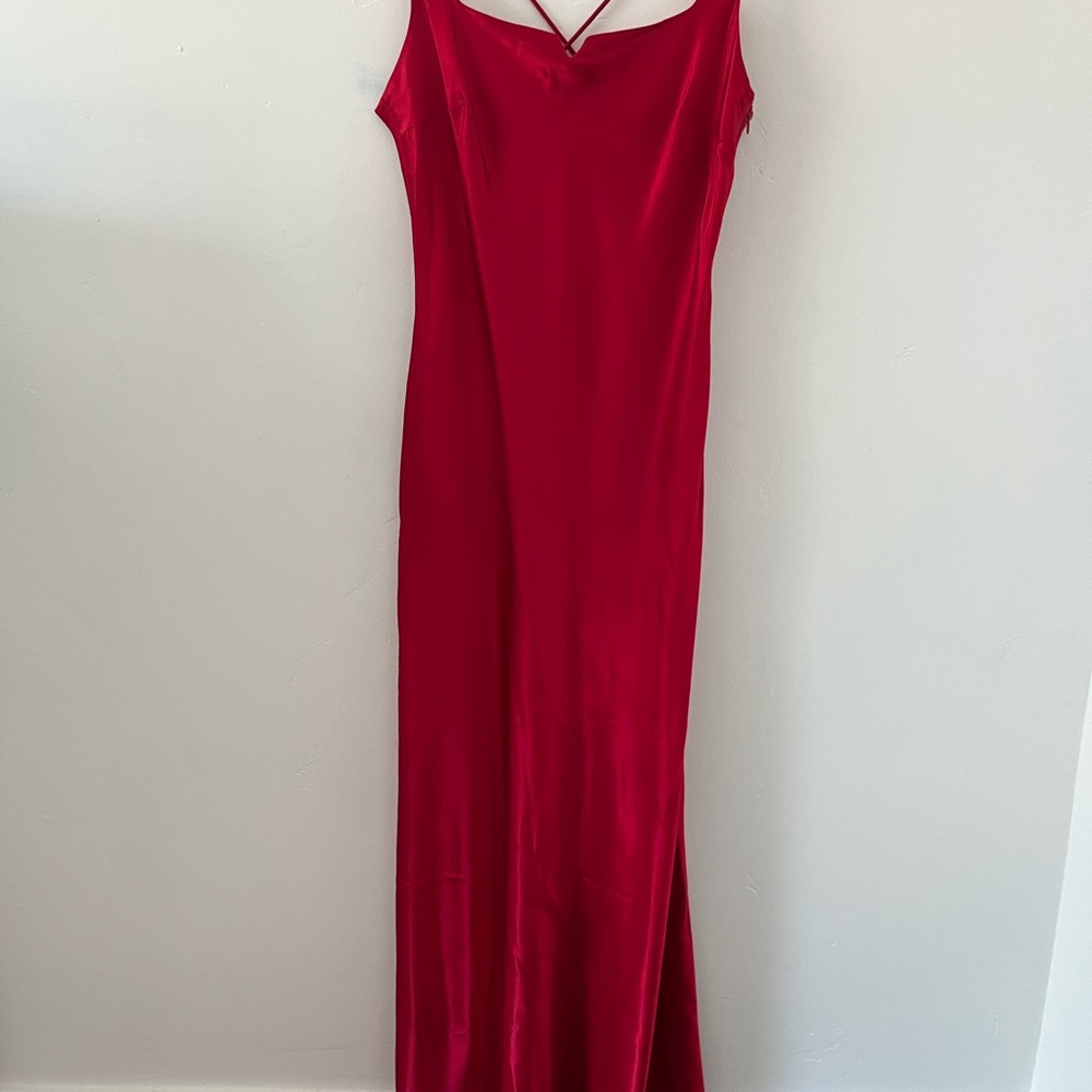 90s red satin slip dress - Picture 2 of 4